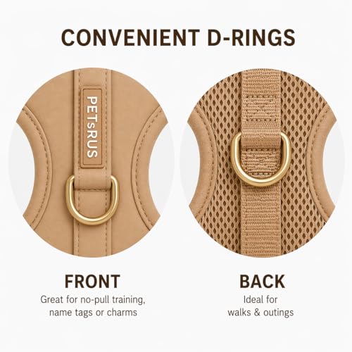 Premium No-Pull Dog Harness Soft Neoprene & Breathable Mesh Vest with Front & Back Clip D-Rings Adjustable Lightweight Walking Harness for Puppies, Small & Medium Dogs (Beige, L) - color: Beige, size: L: Neck=16.5-22''/Chest=22.4-32.7''