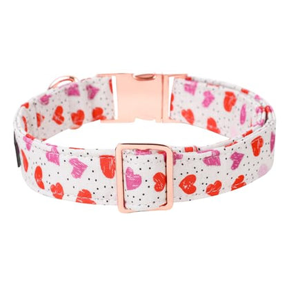 Lionet Paws Valentine Dog Collar, Heavy-Duty Cute Pink Heart Pattern Collar with Metal Buckle Pet for Puppy and Cats, X Small, Neck 8-12 inches - color: Hearts, size: X-Small (Pack of 1)