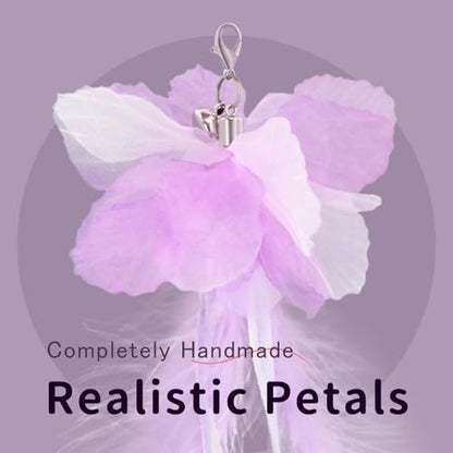 Cat Wand Toys for Indoor Cats - Cat Toy Set with Retractable Teaser Wand and 6 PCS Fairy Feather Toy Refills, Dragonfly Tassel Cat Toys Interactive, Purple - color: Purple
