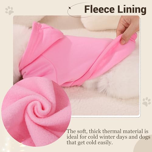 Pet Hoodie Dog Sweater for Small Dogs Girl Boy, Winter Puppy Sweatshirts with Pockets Hood, Warm Fleece Lined Dog Clothes Chihuahua Coat Clothing Puppy Cat Custume, Small - color: Rose+Pink, size: Small