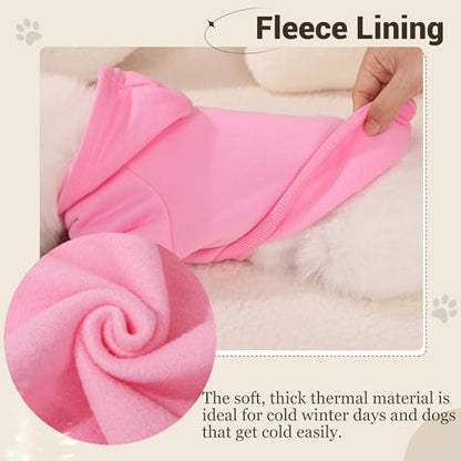 Pet Hoodie Dog Sweater for Small Dogs Girl Boy, Winter Puppy Sweatshirts with Pockets Hood, Warm Fleece Lined Dog Clothes Chihuahua Coat Clothing Puppy Cat Custume, Small - color: Rose+Pink, size: Small