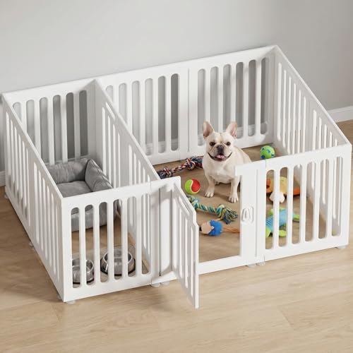 Dog Playpen with Door, Portable Large Puppy Playpen for Indoor & Outdoor Use, Tool-Free Assembly Modern Pet Play Pen for Dogs, Cats & Rabbit Cage - color: 12 Panels - 60"L x 40"W x 24"H