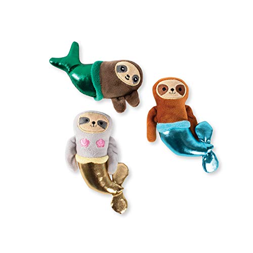 Fringe Studio Sloth Mermaids Small Plush Squeaker Dog Toy 3PCS Set, PetShop Collection (289438)