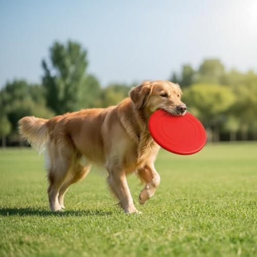 Dog Flying Disc, 4 Pack Dog Flyer Toys, Soft Rubber Interactive Lightweight Flying Disc Dog Toy for Small Large Dogs - Floats in Water & Safe on Teeth, 7 inch