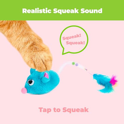Catify by Best Pet Supplies Interactive Cat Toys – Plush, Motion-Activated & Squeaking Toys with Premium North American Catnip for Indoor Cats & Kittens - Squeaking Mice Set, Blue & Fuchsia - color: Squeaking Mice Blue & Fuchsia