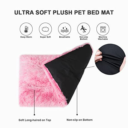 Vonabem XL Dog Bed Large Crate Pad, Washable Pink Pet Beds, Deluxe Plush Soft Crate Bed 42 inch, Dog Mats for Sleeping, Anti-Slip Kennel Pad 41 * 27 inch - color: Pink, size: 41.0"L x 27.0"W x 2.0"Th
