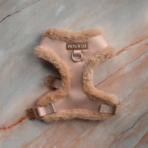 Premium No-Pull Dog Harness Soft Neoprene & Breathable Mesh Vest with Front & Back Clip D-Rings Adjustable Lightweight Walking Harness for Puppies, Small & Medium Dogs (Beige Fur Trim, XS) - color: Beige Fur Trim, size: XS: Neck 10.6-14.2'', Chest 14.2-18