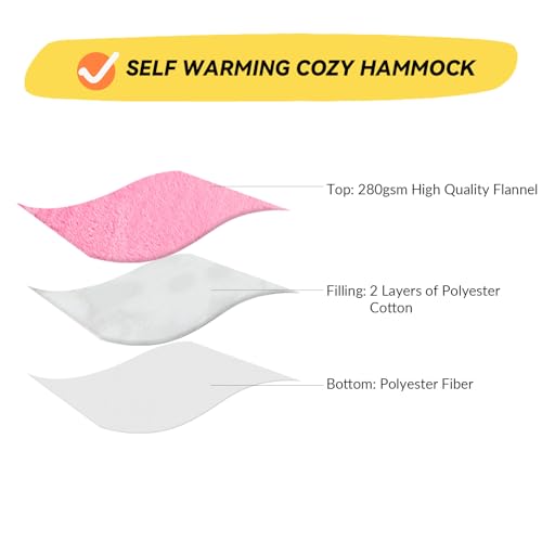 Cat and Dog Hammock Bed for Small Dogs, Brethable Wooden Cat Pet Rabbit Elevated Bed Cots Furniture for All Seasons Fleece Hot Pink - color: Fleece Hot Pink