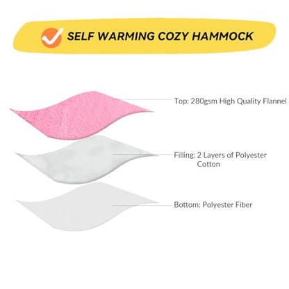 Cat and Dog Hammock Bed for Small Dogs, Brethable Wooden Cat Pet Rabbit Elevated Bed Cots Furniture for All Seasons Fleece Hot Pink - color: Fleece Hot Pink