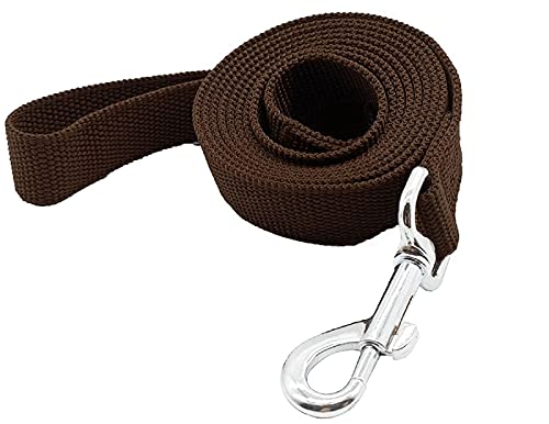 Nylon Dog Training Leash, Traction Rope, 4/5/6 Feet Long, 3/4 Inch 1 Inch Wide, for Small and Medium Dogs (1'' x 4 FT, Brown) - color: Brown, size: 1'' x 4 FT