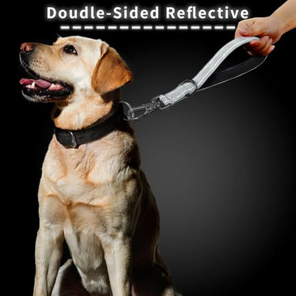 12” Short Dog Leash, Reflective Nylon Padded Handle, Heavy Duty Strong Traffic Leash with Carabiner Clip, Perfect for Large or Medium Dogs (Gray, 12 Inch) - color: Gray