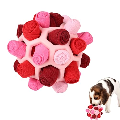 Mira's Pocket Dog Snuffle Ball Toy, Mental Stimulation Chew Toy for Dogs & Cats, 6 inches Licking Mat Treat Dispensing Ball with Hollow Design, Slow Feeder for Fast Eaters (Pink) - color: Pink