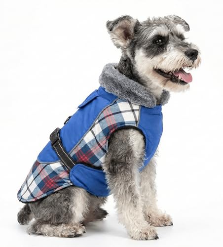 100% Waterproof Dog Coats Heavy-Duty Adjustable Dogs Jackets with Warm Fleece Lining for Medium Large Golden Retriever Winter Dogs Clothes, Blue, Small - color: Blue, size: Small