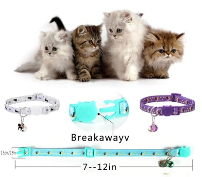 10PC Floral Cat Collar Set with Bells - Breakaway Safety for Kittens and Small Cats (#2) - color: #2