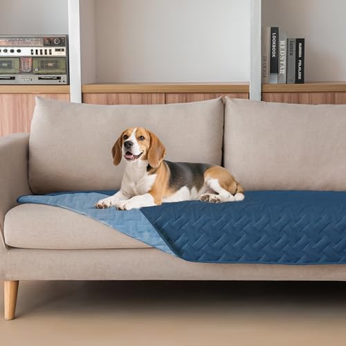 gogobunny 100% Double Sided Waterproof Dog Blanket Soft Pet Bed Cover Reversible Protect Furniture Couch Sofa Car for Puppy Cat Kids (Dark Blue/Light Blue, 30x70 Inch (Pack of 1)) - color: Dark Blue/Light Blue, size: 30x70 Inch (Pack of 1)