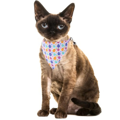 Easter Cat Collar Breakaway with Bandana and Bell for Kitty Adjustable Safety Easter Egg Bunny - color: Easter-bandana-2