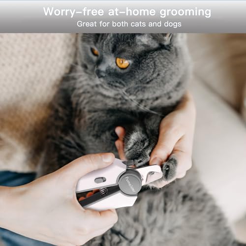 Type-C Rechargeable Dog & Cat Nail Clippers - LED Pet Nail Trimmer Extra Sharp for Small & Medium Dogs (Gray)