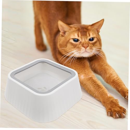 YARNOW Floating Pet Water Bowl Reusable Feeder Spill Design Material Innovative Floating Disk for Dry Drinking for Cats and Puppies - color: White