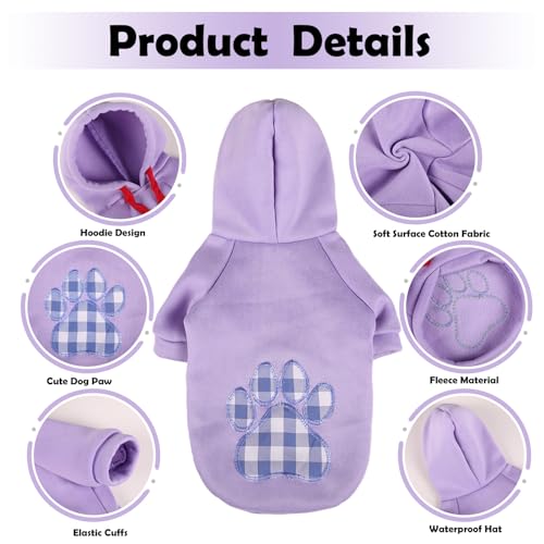 Dog Hoodie,Flannel Pet Hooded Sweater with Hat Puppy Pullover Sweater Shirt,Dog (Purple,2XL) - color: Purple, size: XX-Large