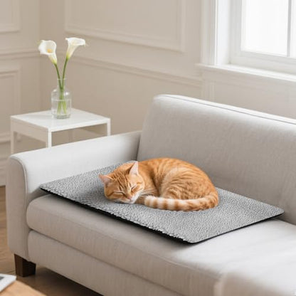 Self Warming Cat Mat Bed, 18 x 23 inch Rectangle Plush Kitten Bed Small Dogs Mat, Non Electric Self Heating Pet Pad Indoor Outdoor, Non-Slip Bottom, Removable, Washable - size: Large(Rectangular)