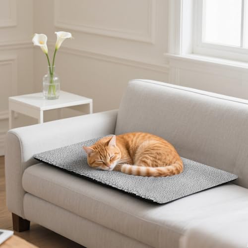 Self Warming Cat Mat Bed, 18 x 23 inch Rectangle Plush Kitten Bed Small Dogs Mat, Non Electric Self Heating Pet Pad Indoor Outdoor, Non-Slip Bottom, Removable, Washable - size: Large(Rectangular)