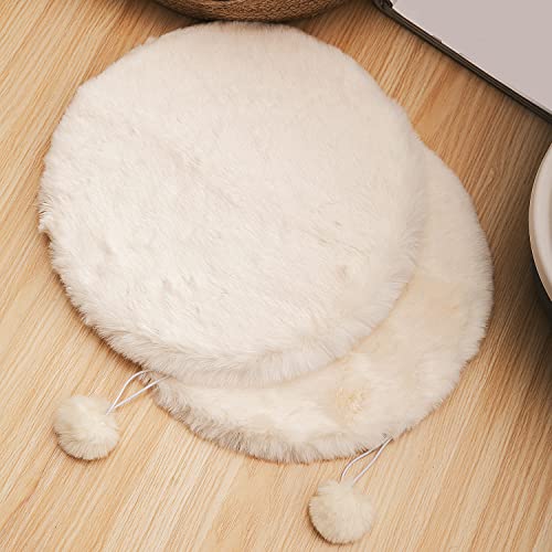 SHENGOCASE 2-Pack 12" Round Faux Rabbit Fur Cat Dog Bed Cushion Pad Mat, Cat Tree Tower Replacement Cushion Pad for Window Perch, Carrier House Cage Crate Kennel Furniture - color: Cream, size: 12"
