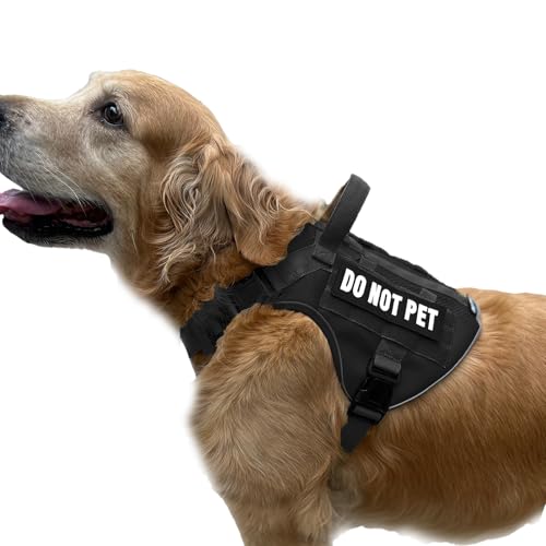 Tactical Dog Harness for Large and XL Breeds, Air Dog Vest No Pull with Reflective Do Not Pet Patches, Breathable Dog Molle Vests for Training Walking Hunting Black - color: Black, size: XL