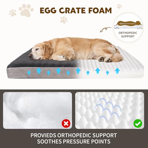 Orthopedic Dog Bed for Medium and Large Dogs - Waterproof Dog Sofa with Removable Washable Cover and Egg Crate Foam Comfort Pet Sleeping Mat, Pet Bed Couch with Zipper and Non-Slip Bottom