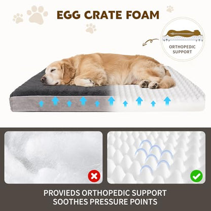 Orthopedic Dog Bed for Medium and Large Dogs - Waterproof Dog Sofa with Removable Washable Cover and Egg Crate Foam Comfort Pet Sleeping Mat, Pet Bed Couch with Zipper and Non-Slip Bottom