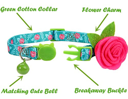 Spring Cat Collar, Floral Kitten Collar Breakaway, Flower Dog Collar for Small Dogs Female