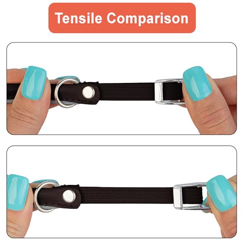 OOPSDOGGY Rolled Leather Cat Collar with Bell, Reflective Kitten Collars with Buckle Include Safety Elastic Strap - Adjustable Small Pet Collars for Boy Girl Cats (Dark Brown) - color: Dark Brown