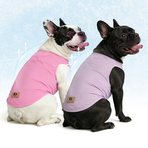 KOOLTAIL Cooling Sunblock Dog Clothes for Medium Dogs, 2 Pack UPF50+ UV & Insect Protection Quick Dry Dog T Shirts for Outdoor, Anti-Hair Loss Breathable Sleeveless Pet Vest Tank Tops, Pink&Purple, M - color: Pink&Purple, size: Medium(Chest 19", Back 14")