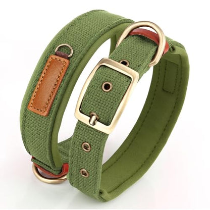 Soft Nylon Dog Collar with Buckle, Adjustable Padded Pet Collar with D-Ring for Small Medium Large Dogs，,Green,S - color: Green, size: S:Neck 10.6-14.5"