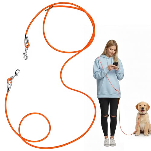 8.2ft Hands Free Dog Leash,Versatile Waist & Crossbody Lead for Medium Dogs,Waterproof & Adjustable for Running Jogging Walking, 360° Swivel Metal Buckle (Orange) - color: Orange