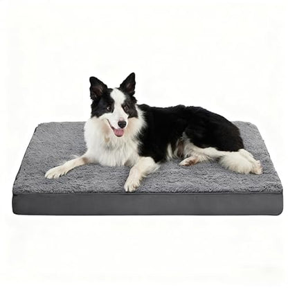 Dog Bed with Waterproof Inner Liner, Removable Cover, Egg Crate Foam Dog Beds, Easy to Clean，36×26Inch，Gray - color: Gray, size: 36"L x 26"W x 3"Th