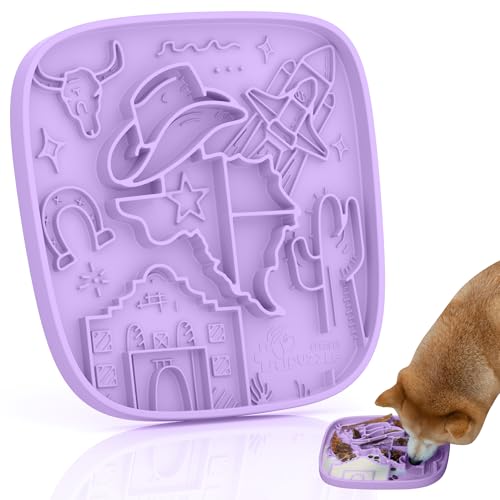 Puzzle Feeder Snuffle Mat and Lick Mat for Dogs,Texas Textured Slow Feeder, 0.75 Inch Thin Silicone Mat Holds 3 Cups, Dishwasher and Microwave Safe, Purple - color: Purple