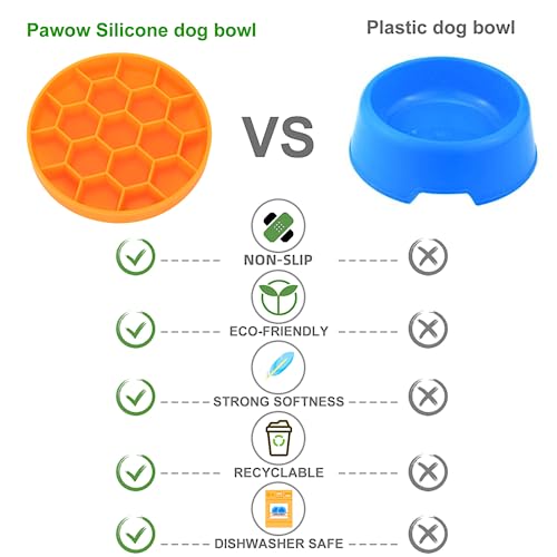 Slow Feeder Dog Bowls, Silicone Dog Bowl with Suction Cup for Fast Eaters, Non-Slip & Dishwasher Safe, Reduces Anxiety, Slow Feeding Bowl for Small Medium Large Breed Pet - color: orange