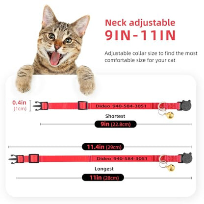 Personalized Custom Cat Collars,Custom ID Collar with Pet Name and Phone Number, Adjustable Kittens Nylon Collars Breakaway with Bells for Boy Girl (Normal) - color: Normal