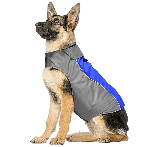 Vizpet Dog Raincoat Waterproof Coats,Dog Jacket High Visibility Warm Vest Dog Clothes for Small Medium Large Dogs (Blue-XXXL) - size: Blue-XXXL