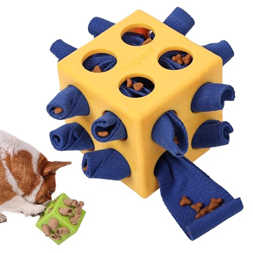 ETIAL Dog Puzzle Toys Snuffle Cube Encourages Natural Foraging, Slow Feeder, Relieves Boredom, Suitable for All Dog Sizes (Yellow) - color: Yellow