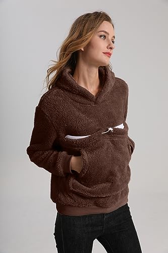 Pet Cat Dog Pouch Hoodies Small Animal Carrier – Kitten Puppy Pouch Sweatshirt Kangaroo Pocket Pullover Top - color: Brown, size: XX-Large