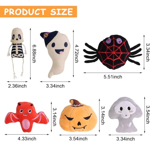 FOIMAS Halloween Catnip Toys,Pumpkin Ghost Catnip Toy Chew Bite Toy for Cat Interactive, Pack of 6 - color: multi