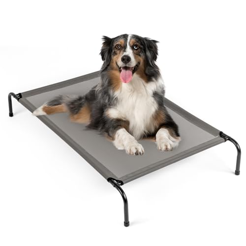 Outvita Elevated Dog Bed, 50 inch Outdoor Cooling Raised Pet Cot, with Waterproof Textilene Mesh, Washable, Breathable, Alloy Steel Frame, Non-Skid Bottom, Portable, Chew Proof, Indoor & Outdoor