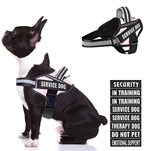 Dog Vest Harness (Medium, Pink) - Includes 8 Patches, Reflective, Lightweight, Soft Padded Handle on Top, for Training Service Dogs - color: Pink, size: MEDIUM (Chest: 21-28 Inch)