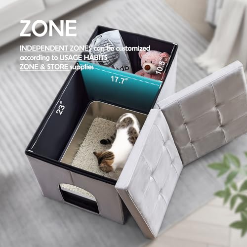 Cat Litter Box Enclosure Furniture Hidden Extra Large, Lift Design Lid Velvet Cat Washroom Bench Storage Cabinet | 35.4x19.7x19.7 in | Dog Proof|Urine Proof Inside|Quick Assembly| Easy Clean - color: Black, size: XL 35.4'' x W19.7'' x H19.7''