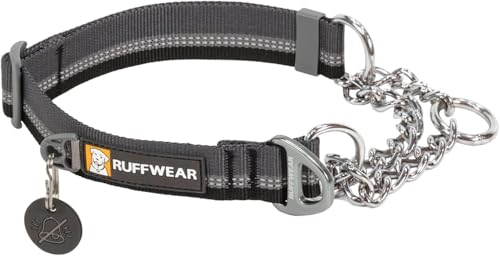 Ruffwear, Chain Reaction Dog Collar, Adjustable Reflective Martingale Escape-Proof Collar with Stainless Steel Chain, Professional Training Control, Basalt Gray, 20"-26" - color: Basalt Gray, size: 20"-26"