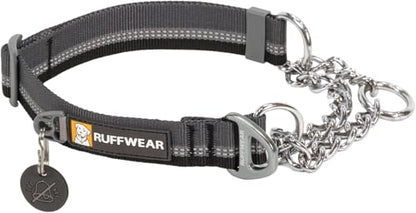 Ruffwear, Chain Reaction Dog Collar, Adjustable Reflective Martingale Escape-Proof Collar with Stainless Steel Chain, Professional Training Control, Basalt Gray, 20"-26" - color: Basalt Gray, size: 20"-26"