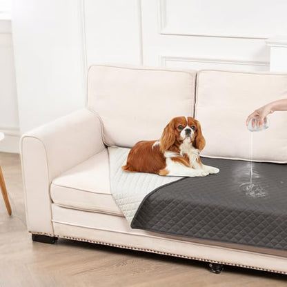 Waterproof Sofa Couch Protector Dog Bed Cover Pet Blanket for Furniture Non-Slip Washable Pee Pads for Puppy Large Dogs Cats (Grey,30x70 in)