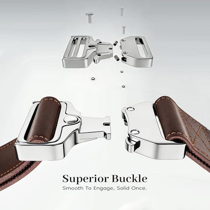 AssuredLock Leather Dog Collar, 1.5” Wide, Smooth Quick-Release Buckle with Adjustable Design, Heavy-Duty Handcrafted Collars for Large Dogs, Brown-M - color: Brown, size: 12.5-20.5 In