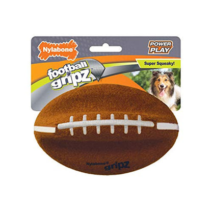 Nylabone Power Play Felt Football Gripz Fetch Toy, Squeaky Ball Chew Toy for Dogs, Medium (1 Count) - size: Medium